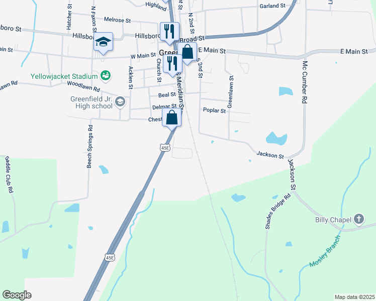 map of restaurants, bars, coffee shops, grocery stores, and more near 195 Linden Street in Greenfield