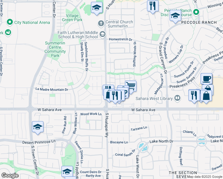 map of restaurants, bars, coffee shops, grocery stores, and more near 2101 Turquoise Ridge Street in Las Vegas