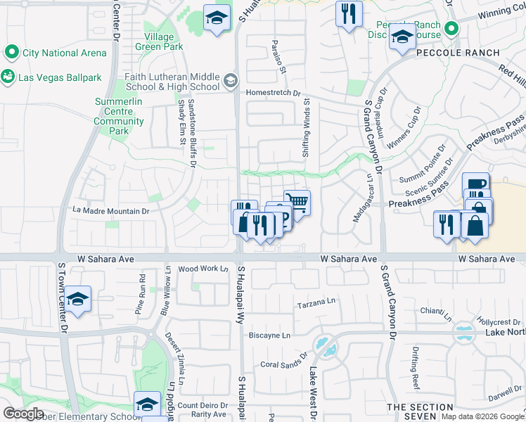 map of restaurants, bars, coffee shops, grocery stores, and more near 2152 Jasper Bluff Street in Las Vegas