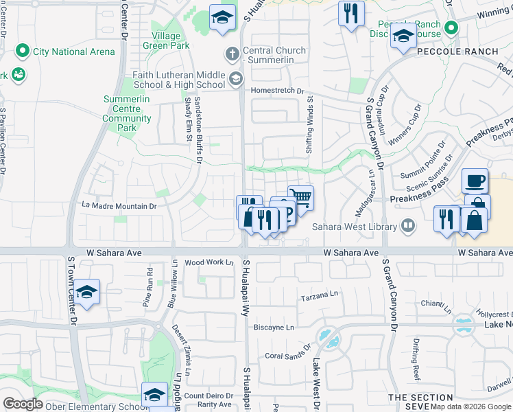 map of restaurants, bars, coffee shops, grocery stores, and more near 2101 Turquoise Ridge Street in Las Vegas