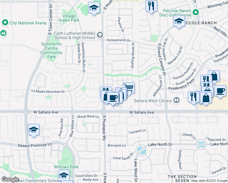 map of restaurants, bars, coffee shops, grocery stores, and more near 2152 Jasper Bluff Street in Las Vegas