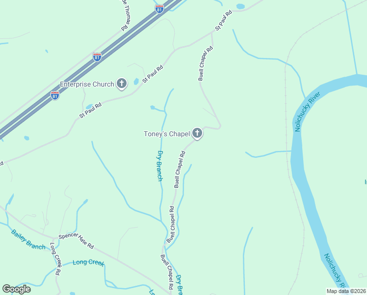 map of restaurants, bars, coffee shops, grocery stores, and more near 5120 Buell Chapel Road in Morristown