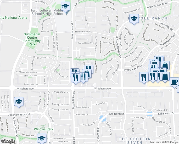 map of restaurants, bars, coffee shops, grocery stores, and more near 2100 Quarry Ridge Street in Las Vegas