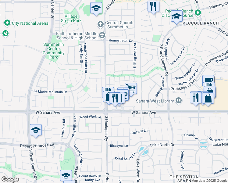map of restaurants, bars, coffee shops, grocery stores, and more near 2152 Jasper Bluff Street in Las Vegas