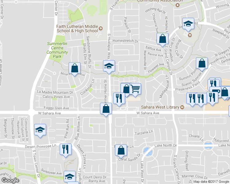 map of restaurants, bars, coffee shops, grocery stores, and more near 2101 Turquoise Ridge Street in Las Vegas