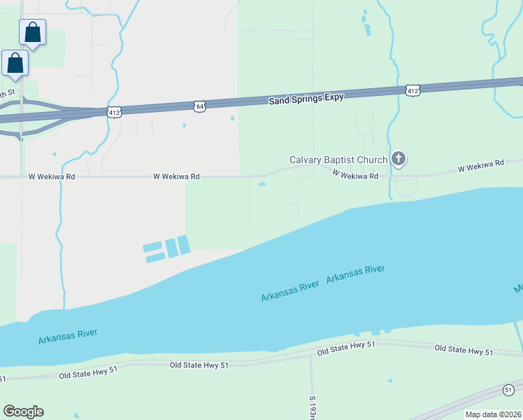 map of restaurants, bars, coffee shops, grocery stores, and more near 1255 West Wekiwa Road in Sand Springs