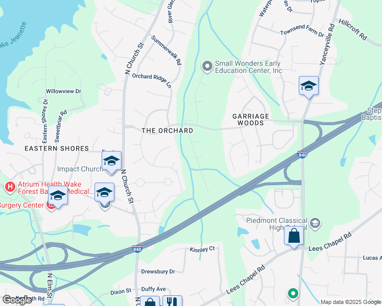 map of restaurants, bars, coffee shops, grocery stores, and more near 4911 Shady Pine Drive in Greensboro