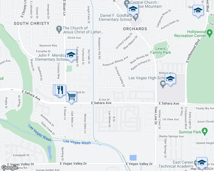 map of restaurants, bars, coffee shops, grocery stores, and more near 2310 Red Crossbill Lane in Las Vegas