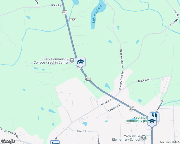 map of restaurants, bars, coffee shops, grocery stores, and more near 4624 U.S. 601 in Yadkinville