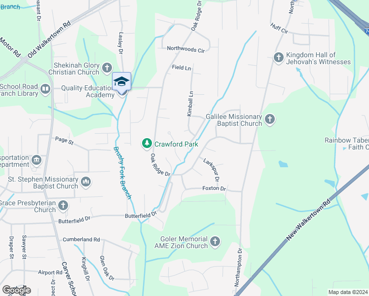 map of restaurants, bars, coffee shops, grocery stores, and more near 4205 Orchid Drive in Winston-Salem