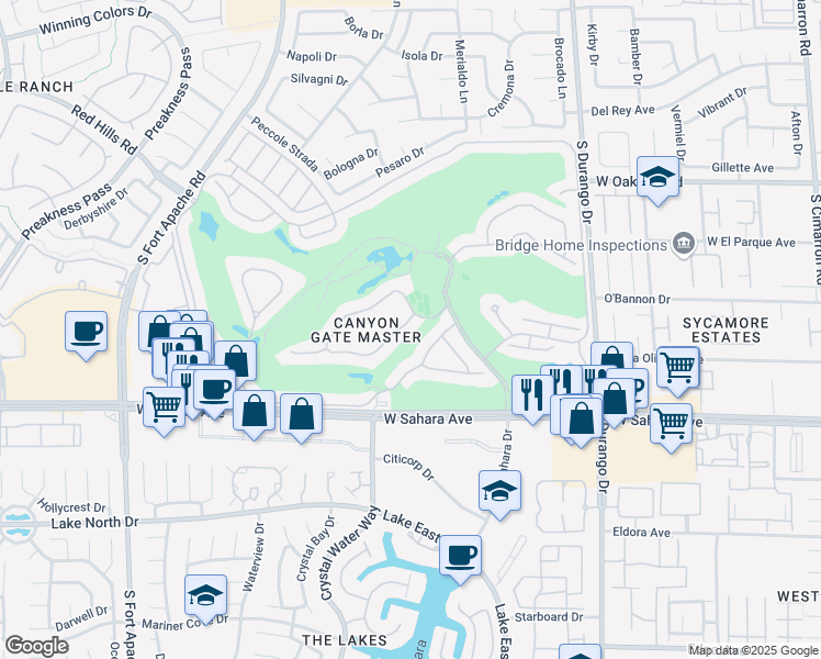 map of restaurants, bars, coffee shops, grocery stores, and more near 2204 Glenbrook Way in Las Vegas