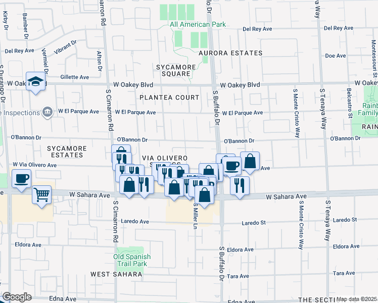 map of restaurants, bars, coffee shops, grocery stores, and more near 2210 Diamond Bar Drive in Las Vegas