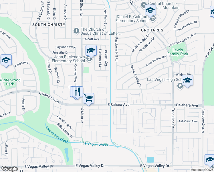 map of restaurants, bars, coffee shops, grocery stores, and more near 5954 Wabusca Way in Las Vegas