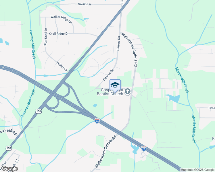 map of restaurants, bars, coffee shops, grocery stores, and more near 4948 Gospel Light Church Road in Winston-Salem