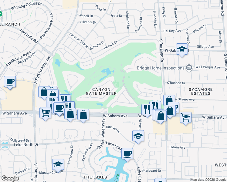 map of restaurants, bars, coffee shops, grocery stores, and more near 2204 Glenbrook Way in Las Vegas