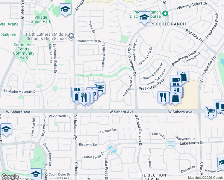 map of restaurants, bars, coffee shops, grocery stores, and more near 2112 Marble Gorge Drive in Las Vegas