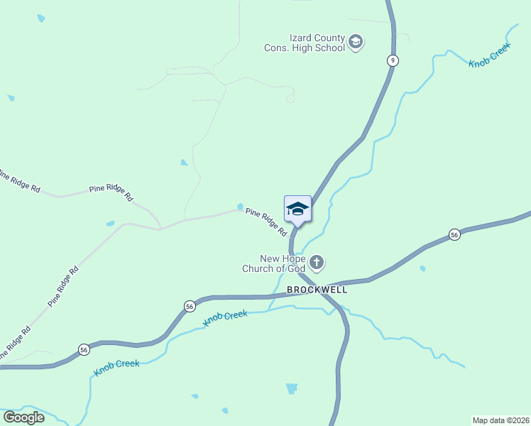map of restaurants, bars, coffee shops, grocery stores, and more near 1227 Pine Ridge Road in Izard County
