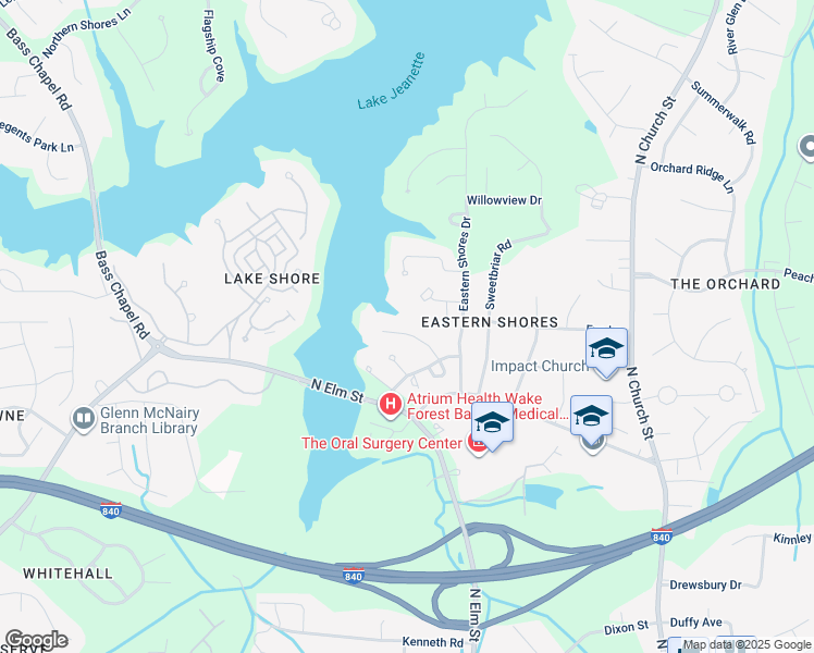 map of restaurants, bars, coffee shops, grocery stores, and more near 18 Snowgoose Cove in Greensboro
