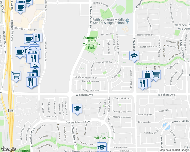 map of restaurants, bars, coffee shops, grocery stores, and more near 10499 Howling Coyote Avenue in Las Vegas