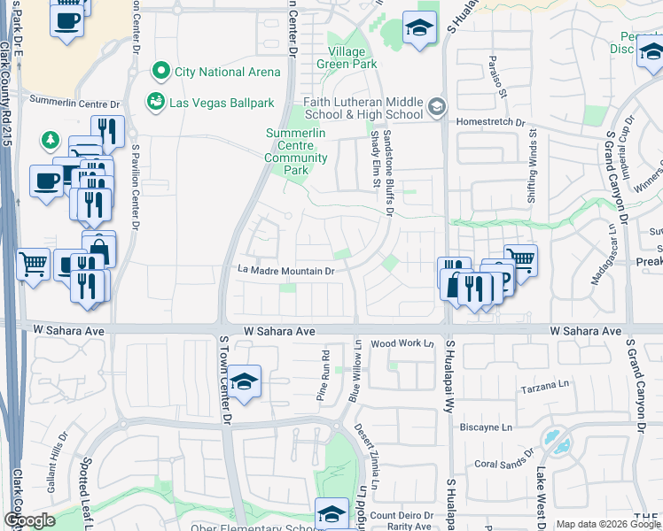 map of restaurants, bars, coffee shops, grocery stores, and more near 10451 Howling Coyote Avenue in Las Vegas
