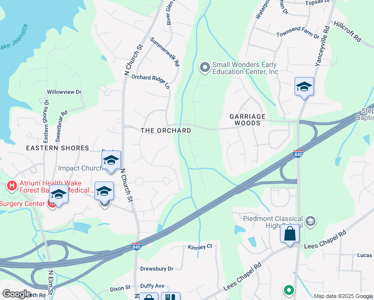 map of restaurants, bars, coffee shops, grocery stores, and more near 4915 Shady Pine Drive in Greensboro