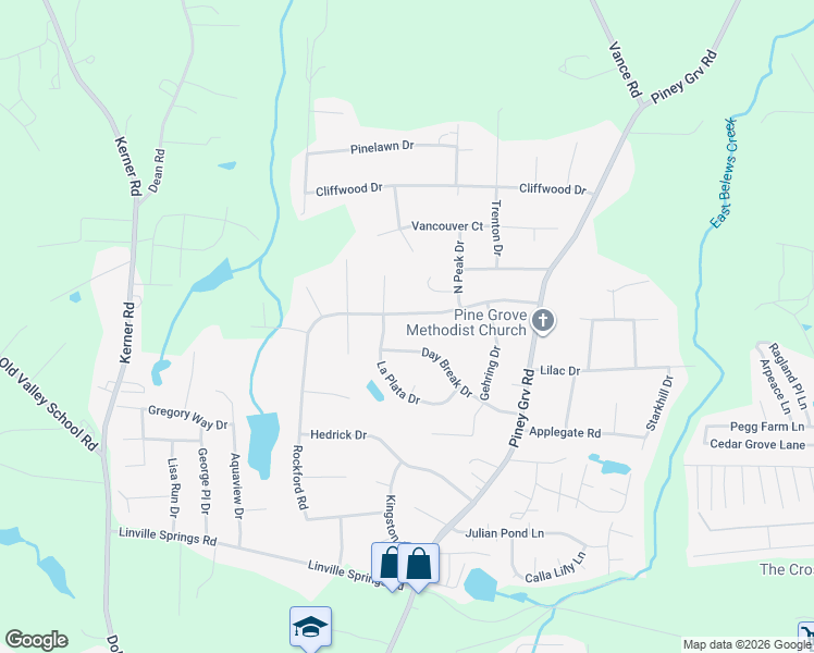 map of restaurants, bars, coffee shops, grocery stores, and more near 146 Rockford Road in Kernersville