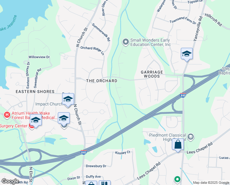 map of restaurants, bars, coffee shops, grocery stores, and more near 4915 Shady Pine Drive in Greensboro