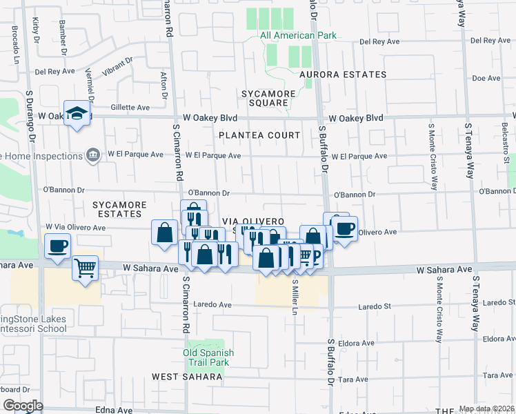 map of restaurants, bars, coffee shops, grocery stores, and more near 7880 Dana Point Court in Las Vegas