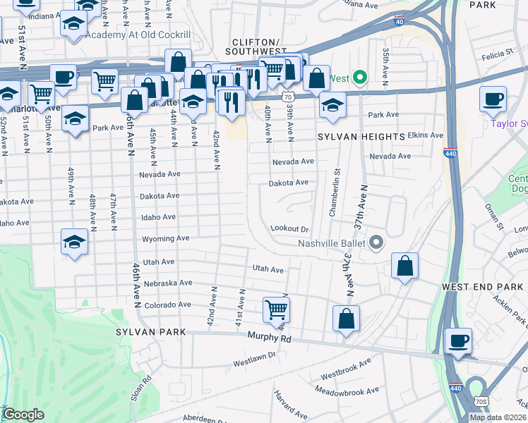 map of restaurants, bars, coffee shops, grocery stores, and more near 300 Sentinel Drive in Nashville