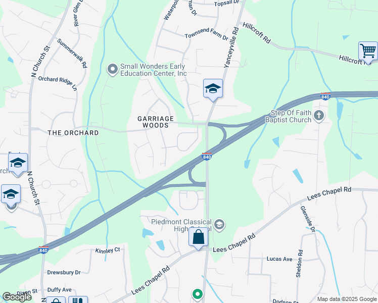 map of restaurants, bars, coffee shops, grocery stores, and more near 5014 Turnbridge Circle in Browns Summit