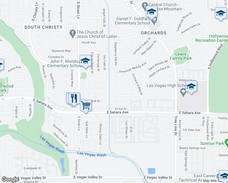 map of restaurants, bars, coffee shops, grocery stores, and more near 2291 Blackberry Valley Way in Las Vegas