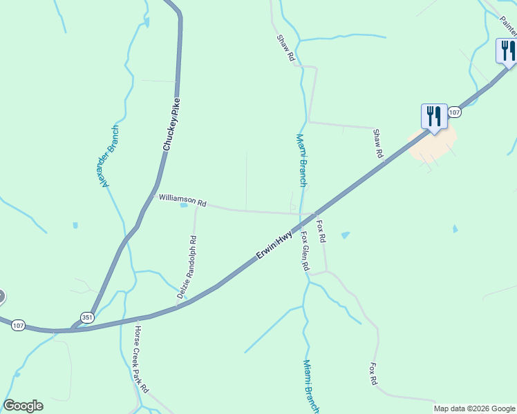 map of restaurants, bars, coffee shops, grocery stores, and more near 200 Williamson Road in Chuckey