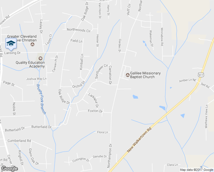 map of restaurants, bars, coffee shops, grocery stores, and more near 3920 Oak Ridge Drive in Winston-Salem