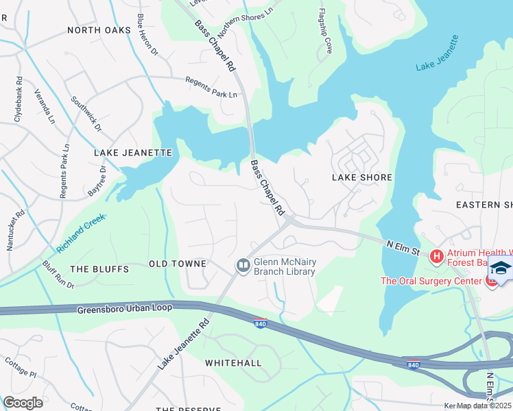 map of restaurants, bars, coffee shops, grocery stores, and more near 5009 Bass Chapel Road in Greensboro