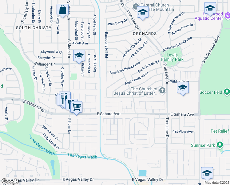 map of restaurants, bars, coffee shops, grocery stores, and more near 6075 Apple Orchard Dr in Las Vegas