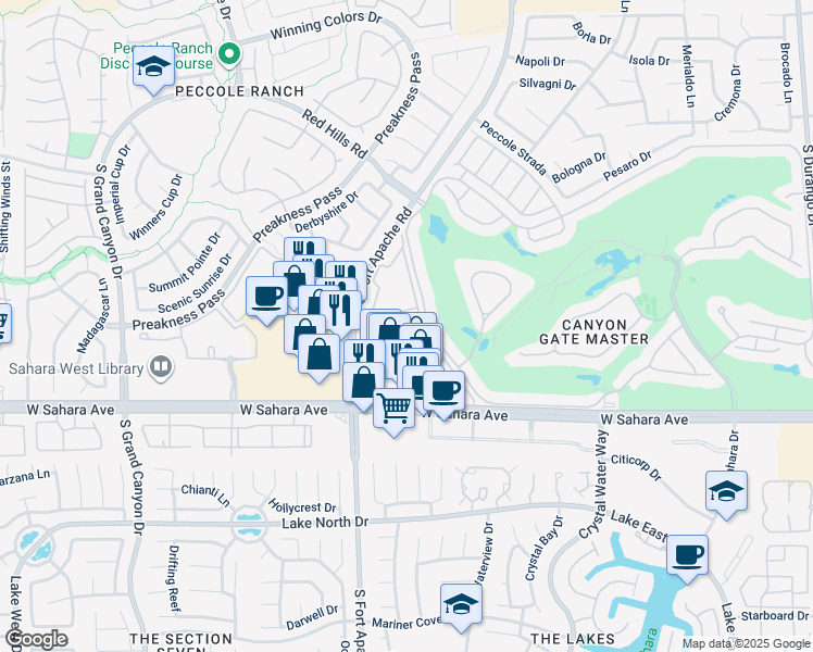 map of restaurants, bars, coffee shops, grocery stores, and more near 2200 South Fort Apache Road in Las Vegas