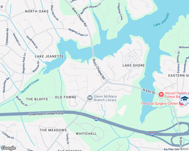 map of restaurants, bars, coffee shops, grocery stores, and more near 5009 Bass Chapel Road in Greensboro