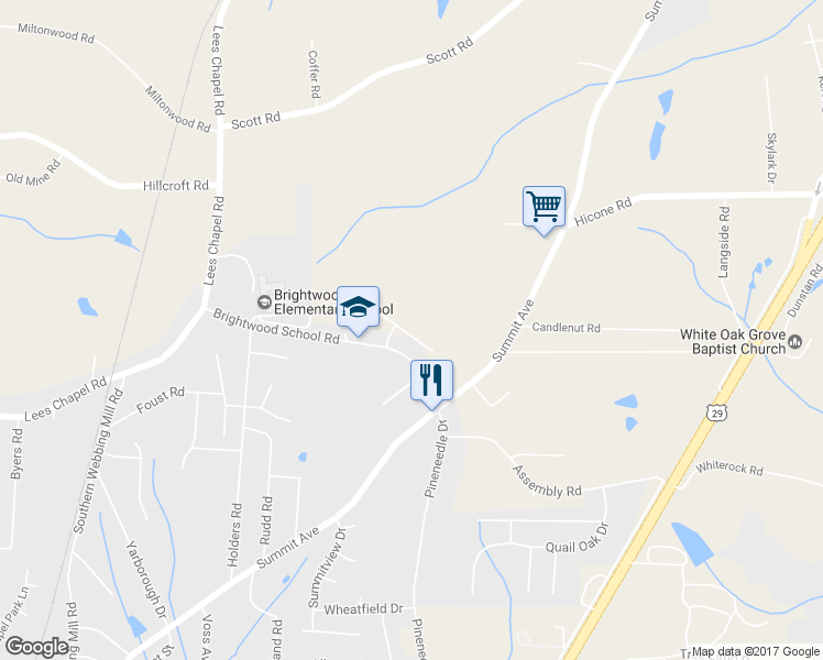 map of restaurants, bars, coffee shops, grocery stores, and more near 2007 Blue Rock Court in Greensboro