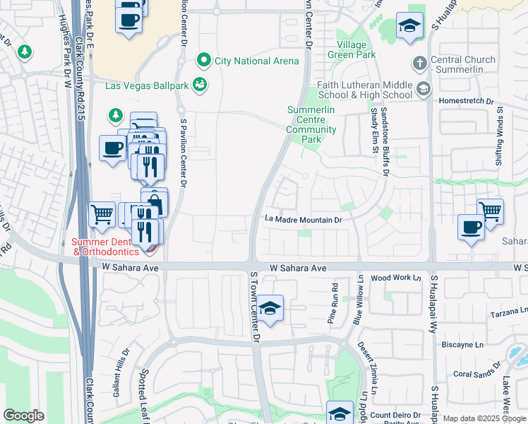 map of restaurants, bars, coffee shops, grocery stores, and more near 10667 Olympic Pine Drive in Las Vegas