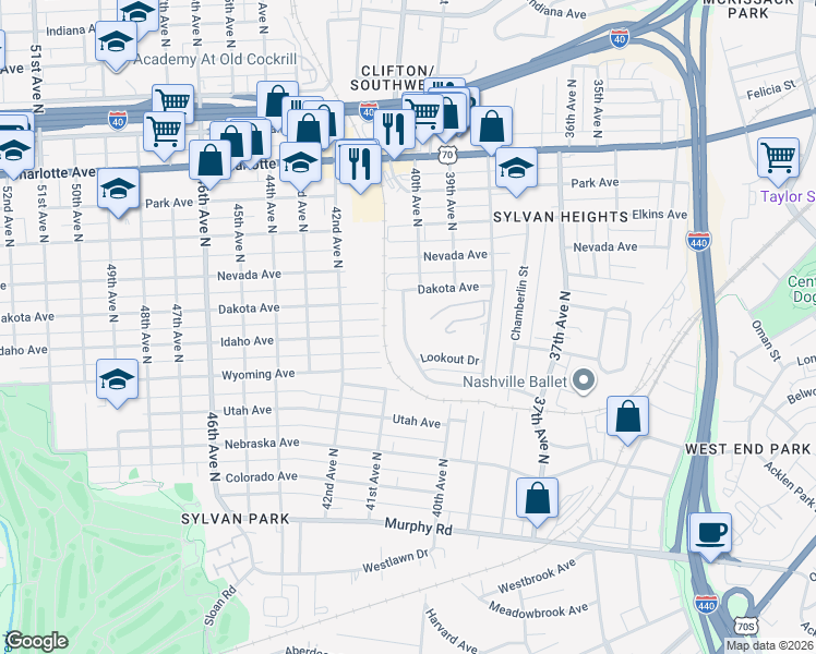 map of restaurants, bars, coffee shops, grocery stores, and more near 300 Sentinel Drive in Nashville