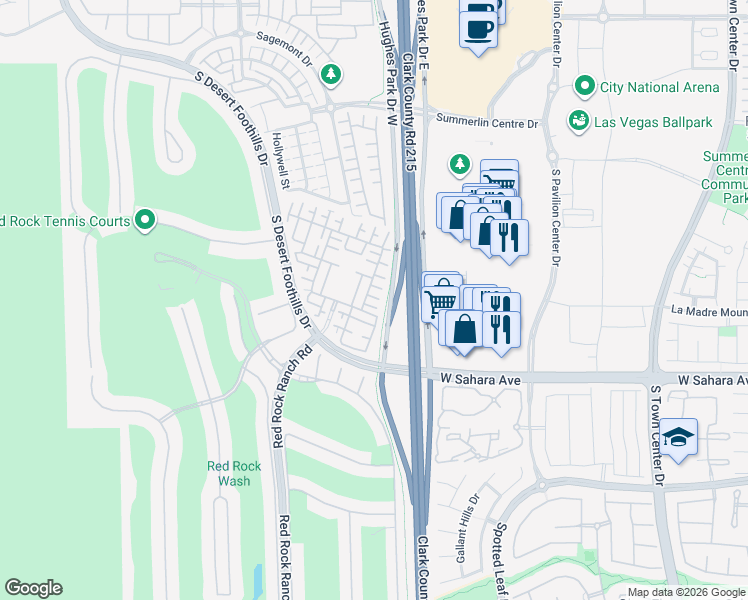 map of restaurants, bars, coffee shops, grocery stores, and more near 2374 Malaga Peak Street in Las Vegas