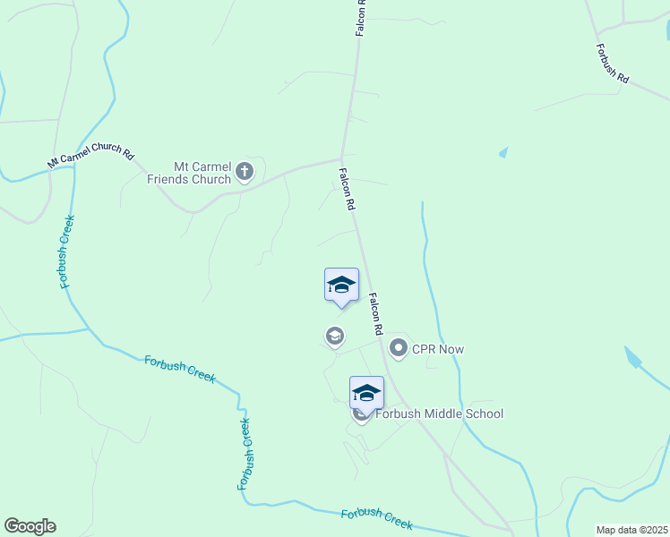 map of restaurants, bars, coffee shops, grocery stores, and more near Falcon Road in East Bend