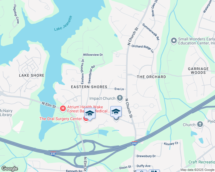 map of restaurants, bars, coffee shops, grocery stores, and more near 4801 Buena Vista Circle in Greensboro