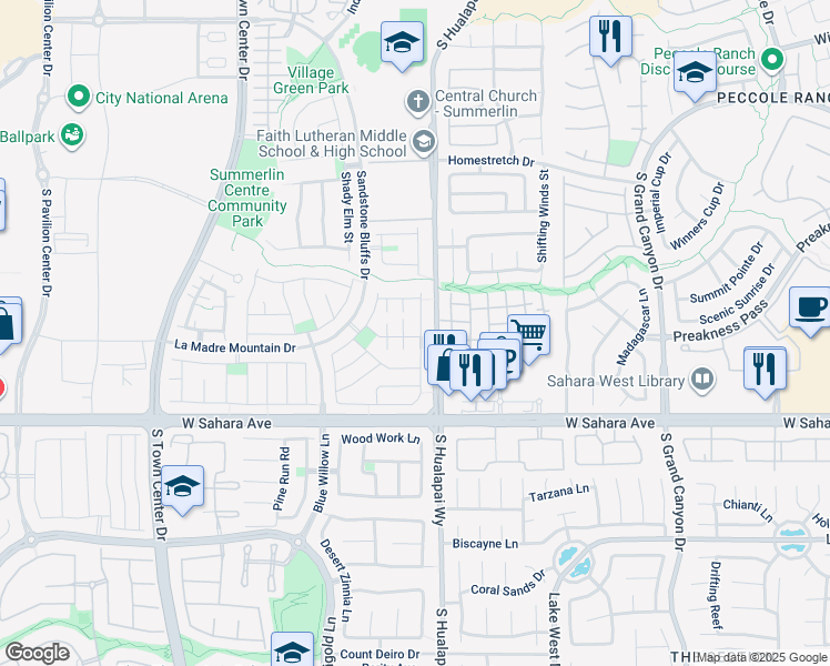 map of restaurants, bars, coffee shops, grocery stores, and more near 2241 Summer Home Street in Las Vegas