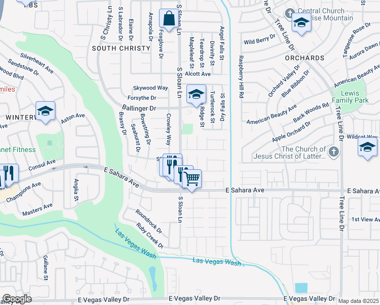 map of restaurants, bars, coffee shops, grocery stores, and more near 5829 Commodore Cove Drive in Las Vegas
