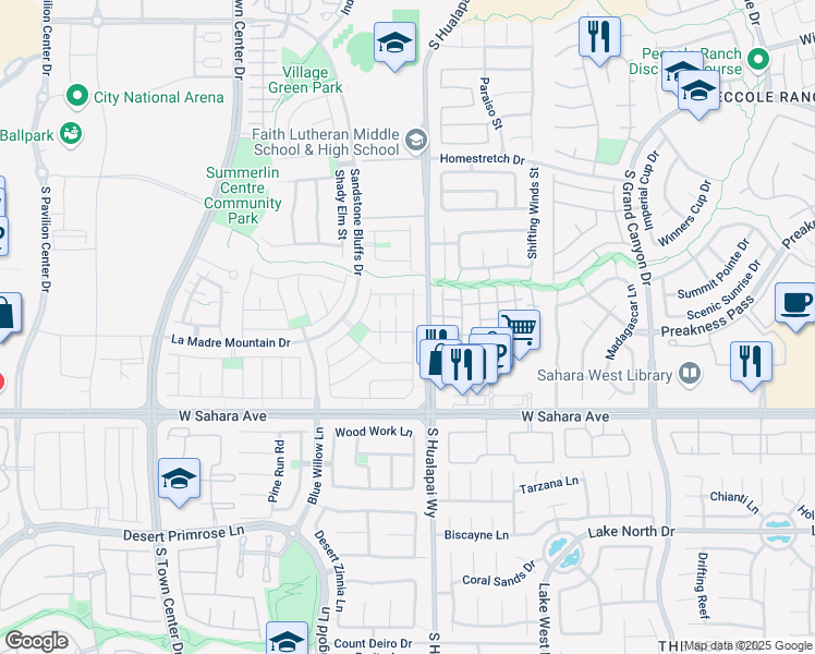 map of restaurants, bars, coffee shops, grocery stores, and more near 2241 Summer Home Street in Las Vegas
