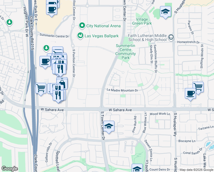 map of restaurants, bars, coffee shops, grocery stores, and more near 10667 Olympic Pine Drive in Las Vegas