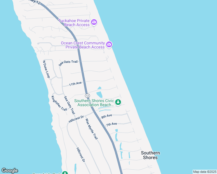 map of restaurants, bars, coffee shops, grocery stores, and more near 5-27 10th Ave in Southern Shores