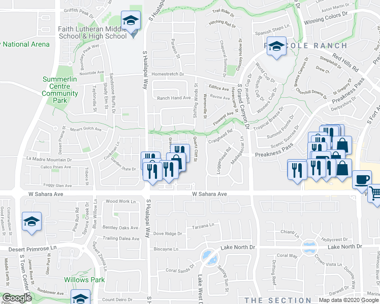 map of restaurants, bars, coffee shops, grocery stores, and more near 2100 Quarry Ridge Street in Las Vegas