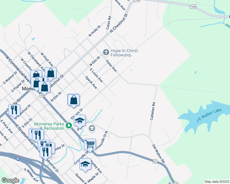 map of restaurants, bars, coffee shops, grocery stores, and more near 522 East Louis Avenue in Monterey